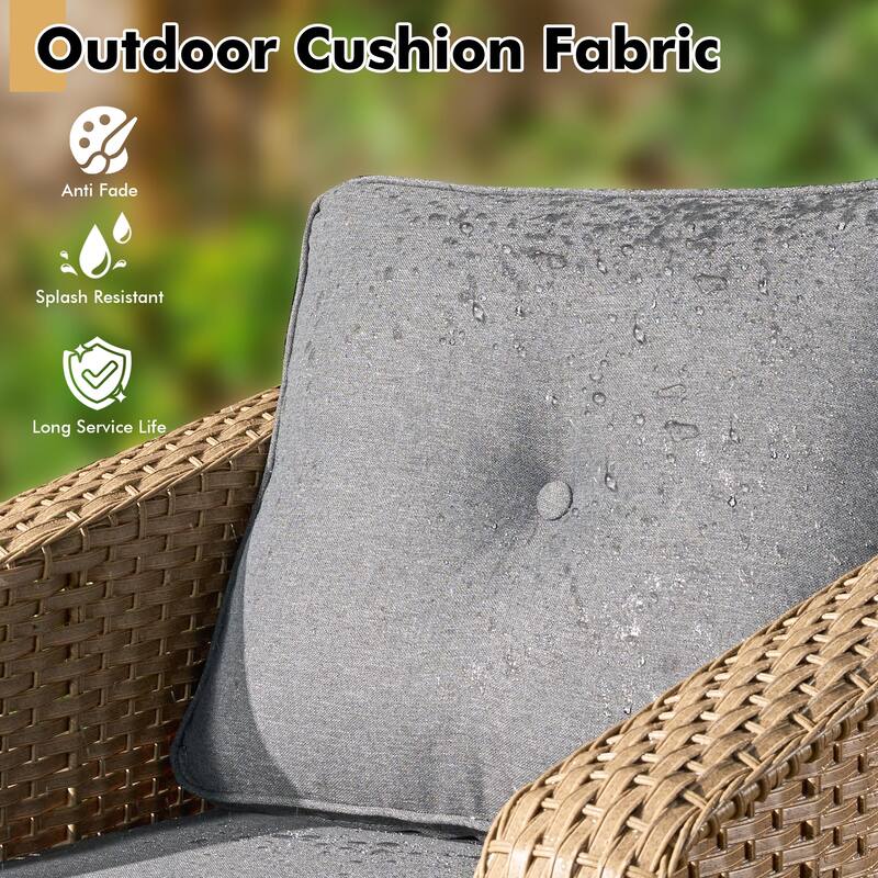 XIZZI 3-Piece Outdoor Chairs Wicker Swivel Rocker with Cushions