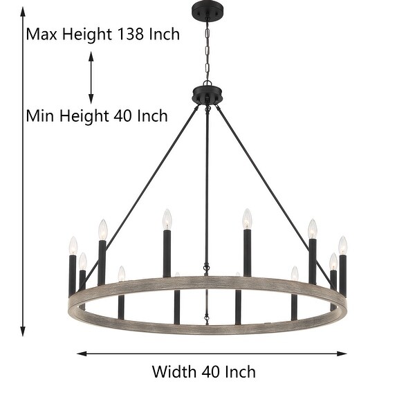 Adreanna 12 Light 40In Modern Farmhouse Wagon Wheel Chandelier