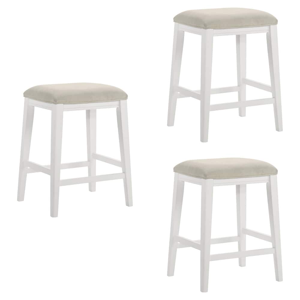 Jane Contemporary Transitional Backless Wood Counter Height Kitchen Bar Stool with Fabric Upholstered Seat