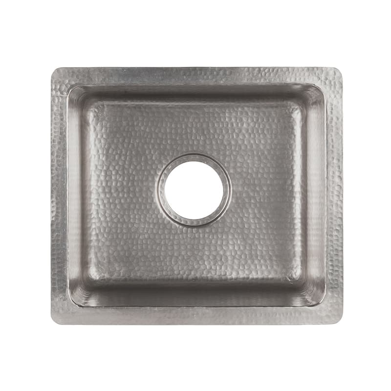 16-in Gourmet Rectangular Hammered Copper Bar/Prep Sink in Nickel (BREC16EN)