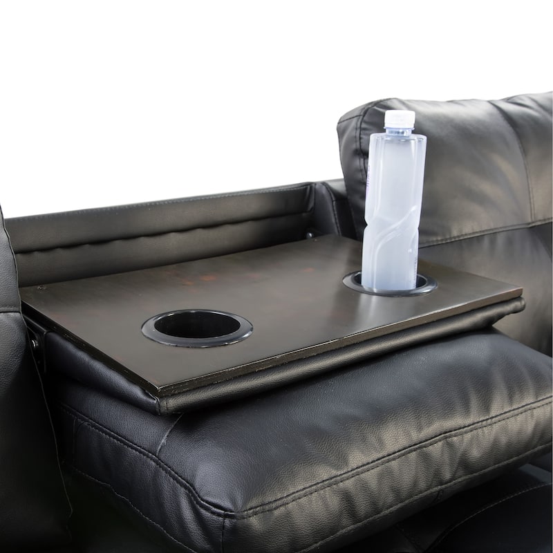 Black Faux Leather Synthetic Leather 3-Piece Sofa Set