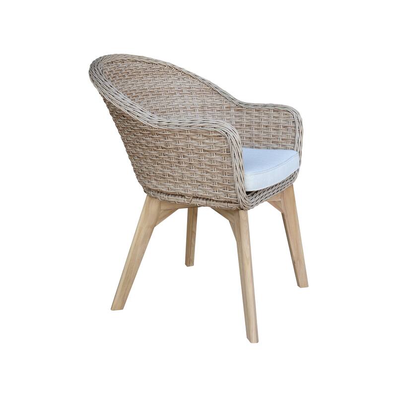 Outdoor Set of Two Wicker Dining Chairs with Cusions