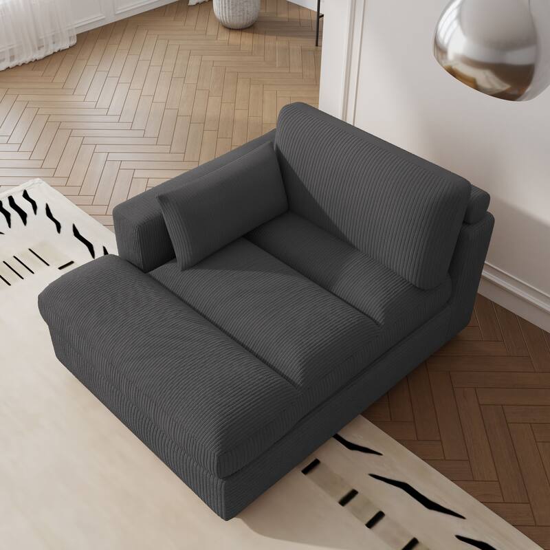 Left and Right Sectional Sofa Set Chaise Lounge Sofa Chair - Grey Left - Left Facing