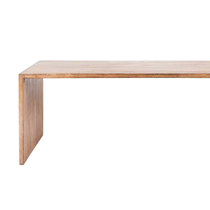 Leno Dining Table, 84 Inch Rectangular Rustic Natural Brown Pine Wood