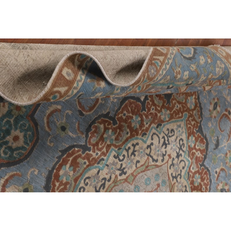 Over-Dyed Distressed Mashad Persian Vintage Wool Carpet - 9'8" x 12'7"