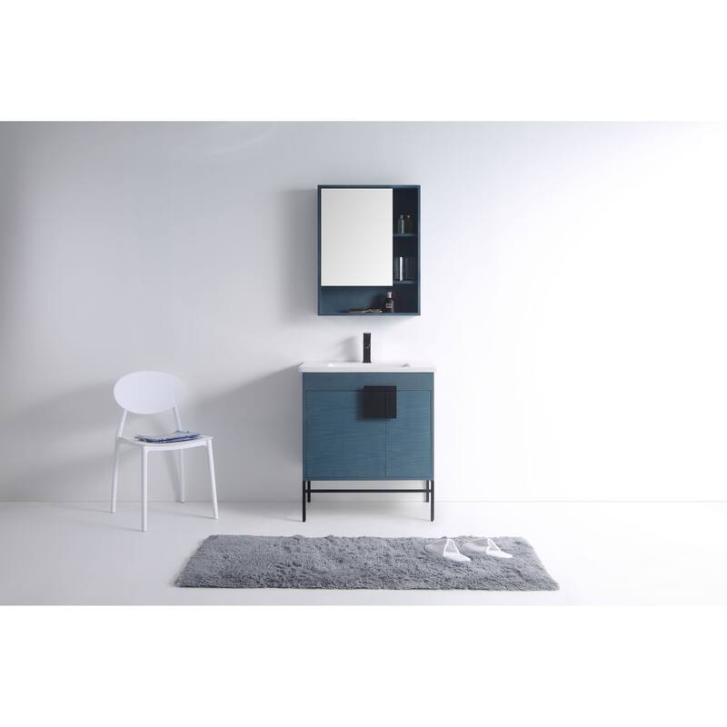 Modern Bathroom Vanity Set, Vireous China Sink Top 30"