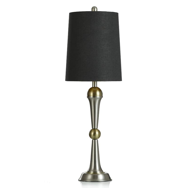 Steel Buffet Lamp with Black Shade - Boulder Gold - 5"D x 6.5"W x 33"H - 5"D x 6.5"W x 33"H - 5"D x 6.5"W x 33"H - Brushed Gold, Silver, Black