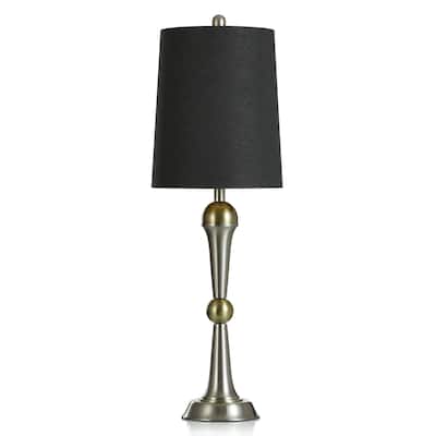 Steel Buffet Lamp with Black Shade - Boulder Gold - 5"D x 6.5"W x 33"H - 5"D x 6.5"W x 33"H