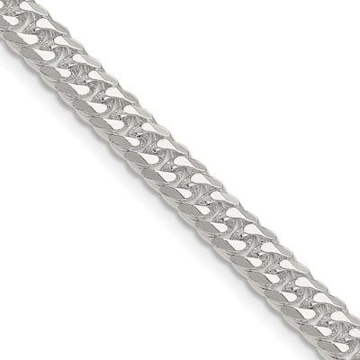 Curata 925 Sterling Silver 5.7mm Double Beveled Curb Chain Necklace for men