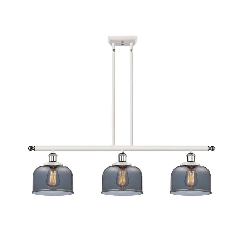 Innovations Lighting 916-3I-11-36 Bell Linear Bell 3 Light 36" Wide - White and Polished Chrome / Plated Smoke