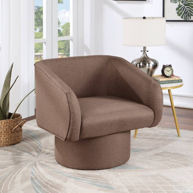 Swivel Accent Chair with Round Base - Light Coffee