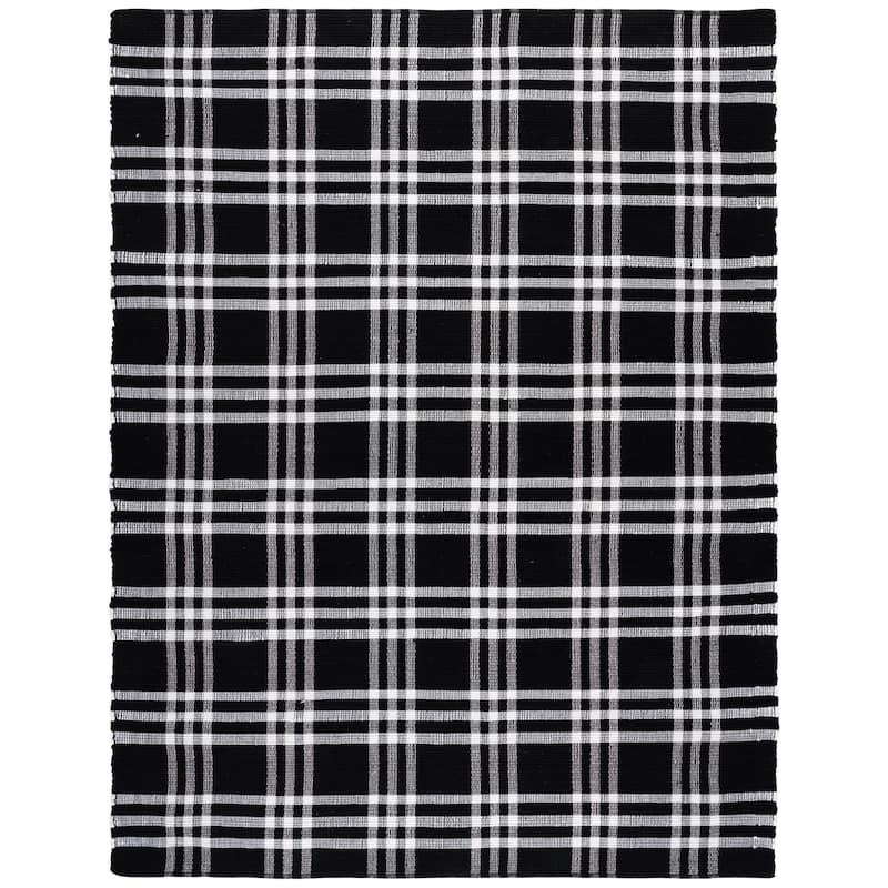 SAFAVIEH Handmade Montauk Steljana Contemporary Cotton Rug - 9' x 12' - Black/Ivory