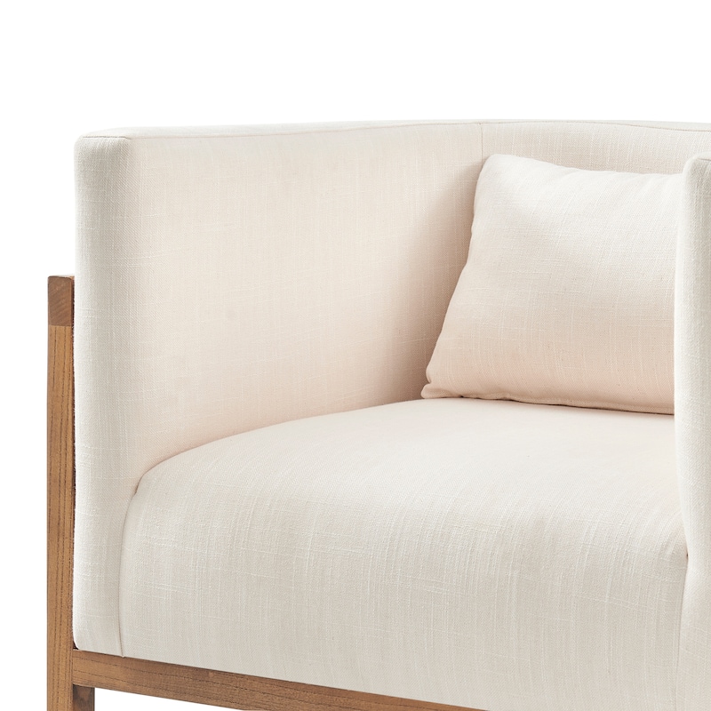 NPD Furniture Velma Linen Accent Arm Chair with Rattan