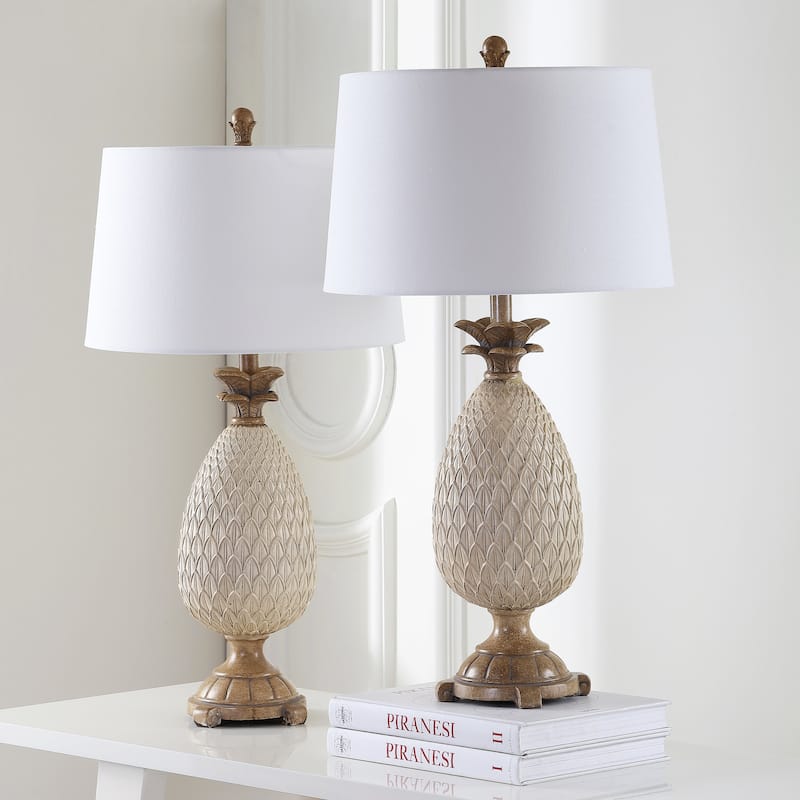 SAFAVIEH Lighting Alberdina 31-inch Cream LED Table Lamp (Set of 2) - 16"x16"x30.5" - 16Wx16Dx30H