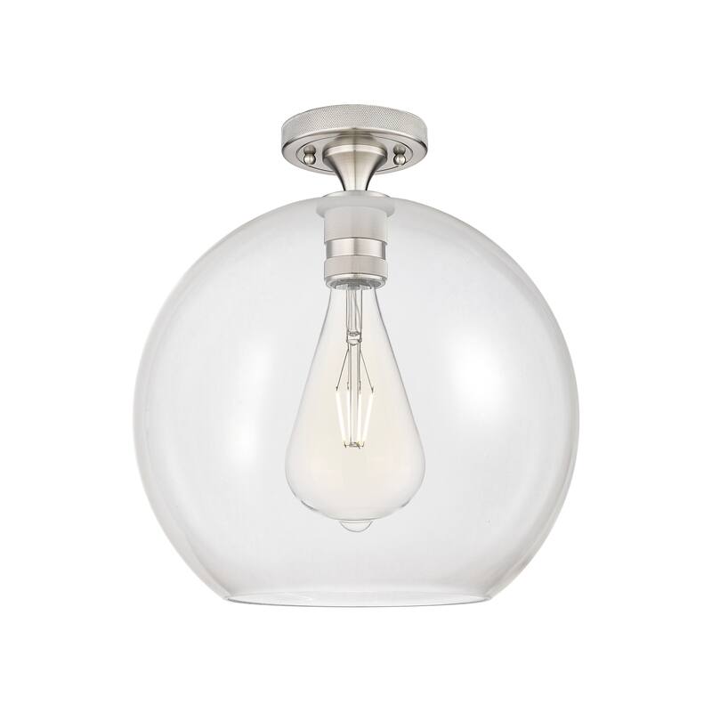 Innovations Lighting Downtown Urban - Crown Point - 1 Light 12" Athens Flush Mount - Clear/Satin Nickel