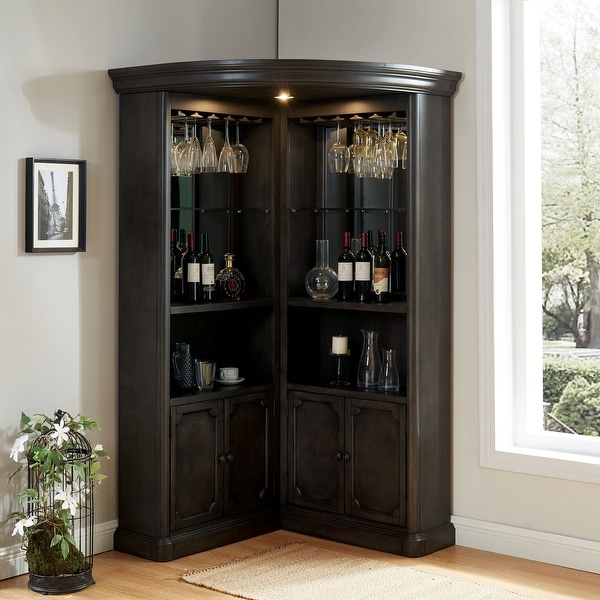 Groenlo Transitional Grey Wood Multi-Storage Curio Cabinet - Thumbnail 2