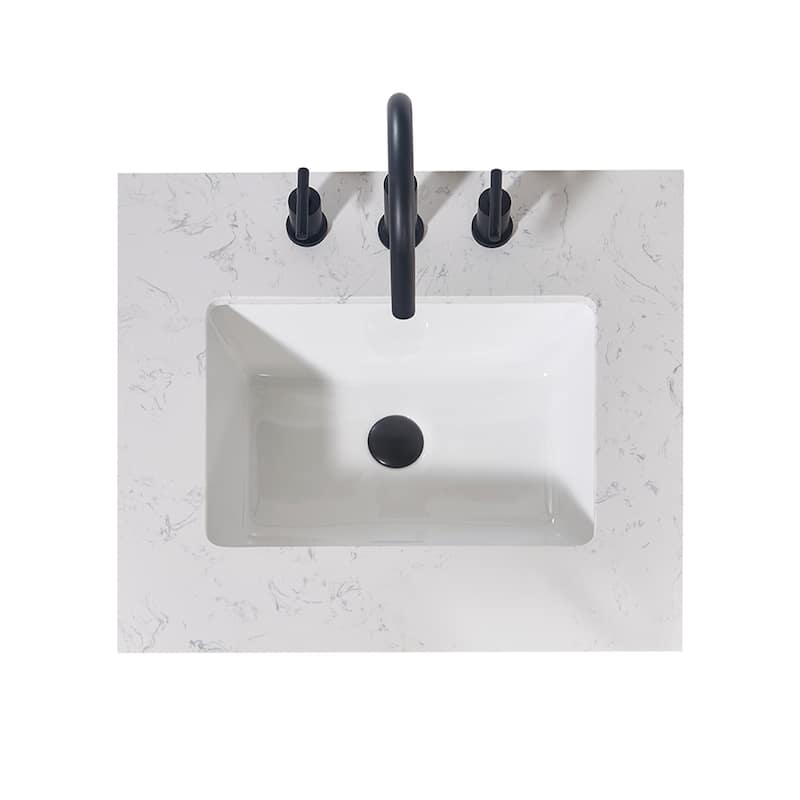 Altair Merano Bathroom Vanity Countertop in Aosta White Apron Finish Without Vanity - 24"