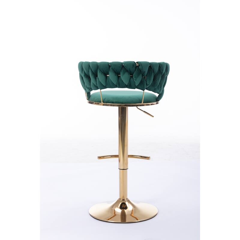 Set of 2 Adjustable Height Swivel Bar Stools with Footrest