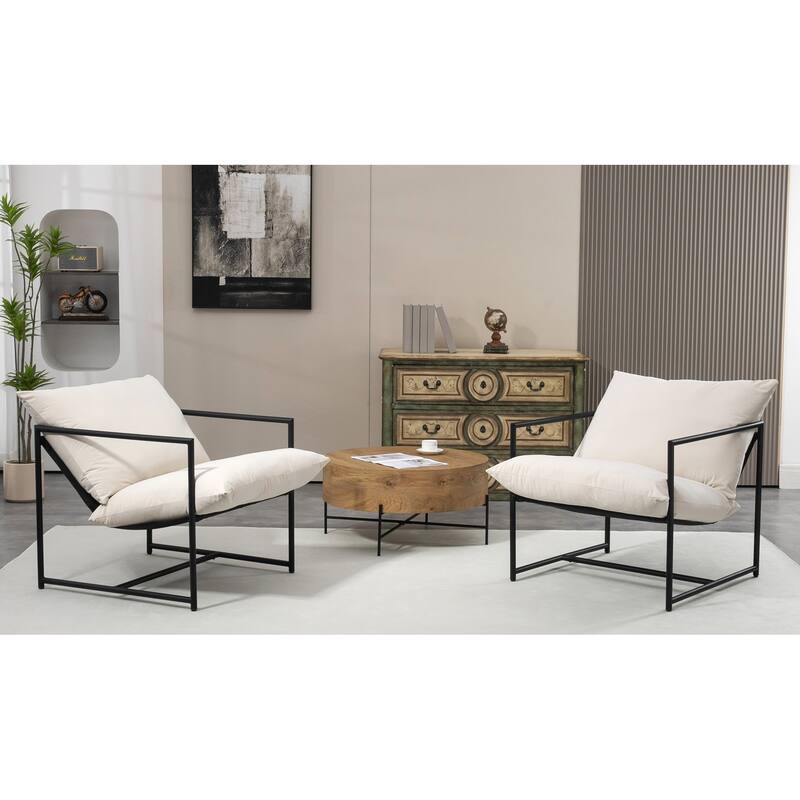 Modern Textured Velvet Sling Accent Chair