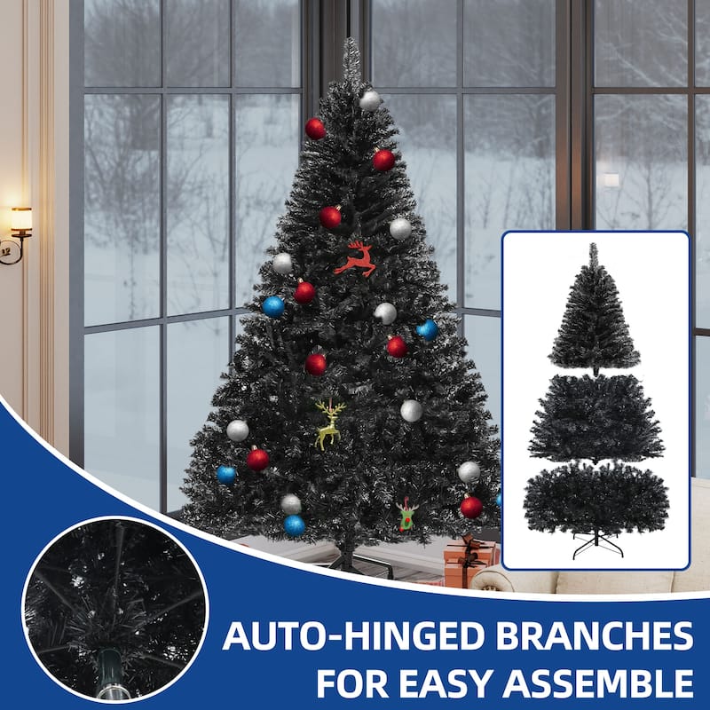 6/7.5FT Halloween Black Spruce Artificial Christmas Tree