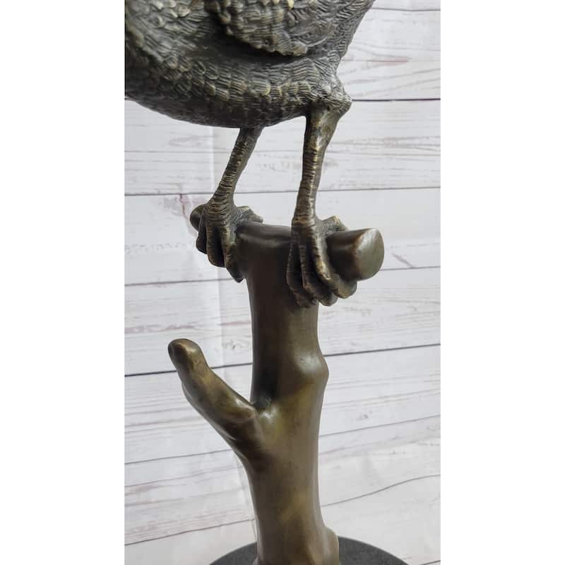 Handmade Signed French Bronze Pheasant Game Bird Sculpture Hunting Statue