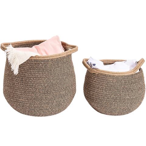 Cotton Rope Laundry Basket with Handles, Storage Basket, Toy Storage Basket