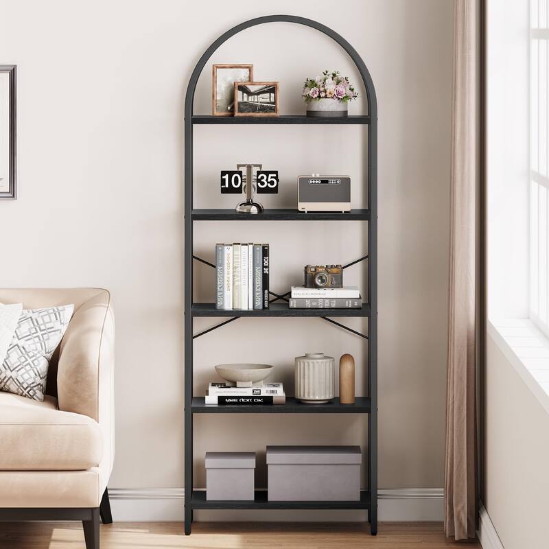 Bookshelf Tall Bookcase Arched Standing Bookshelves