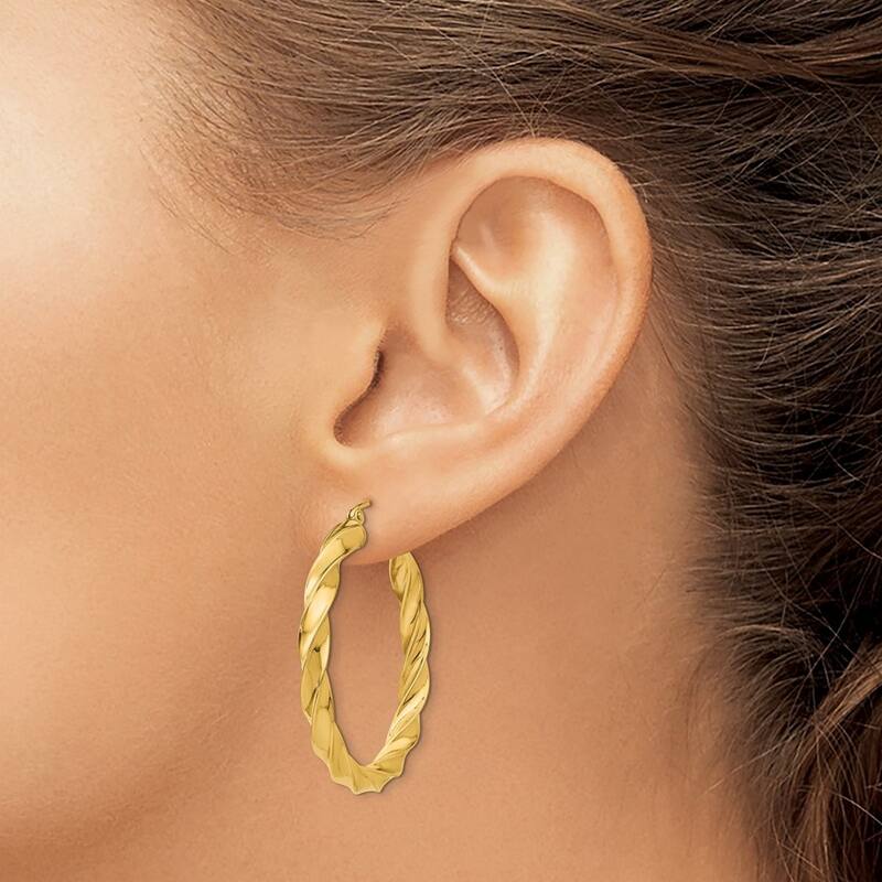 Curata 14k Yellow Gold Polished Light 38x4mm Twisted Hoop Earrings
