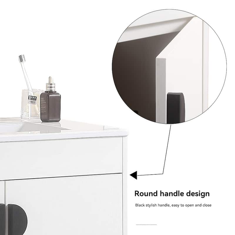 24 in. W x 19 in. D x 33 in. H Bathroom Vanity with White Ceramic Basin,Two Cabinet Doors,Excluding faucets