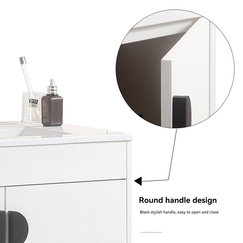 30 in. W x 19 in. D x 33 in. H Bathroom Vanity with White Ceramic Basin,Two Cabinet Doors,Excluding faucets