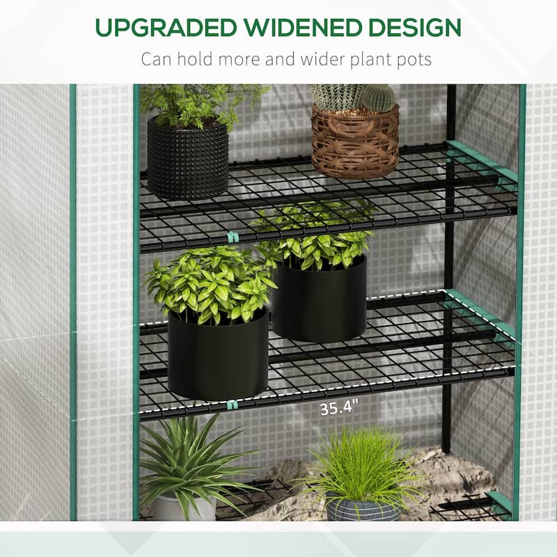 Outsunny 5 Tier Mini Greenhouse, 76" x 35.4" x 19.3" Small Portable Greenhouse with Reinforced PE Cover, Green