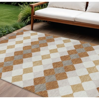 HomeRoots Geometric Transitional Rectangle Outdoor Rug