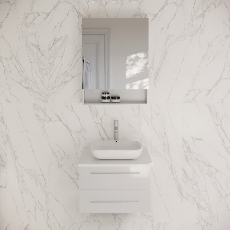 Fresca Lucera 30" Wall Mounted Single Basin Vanity Set with Cabinet, - White