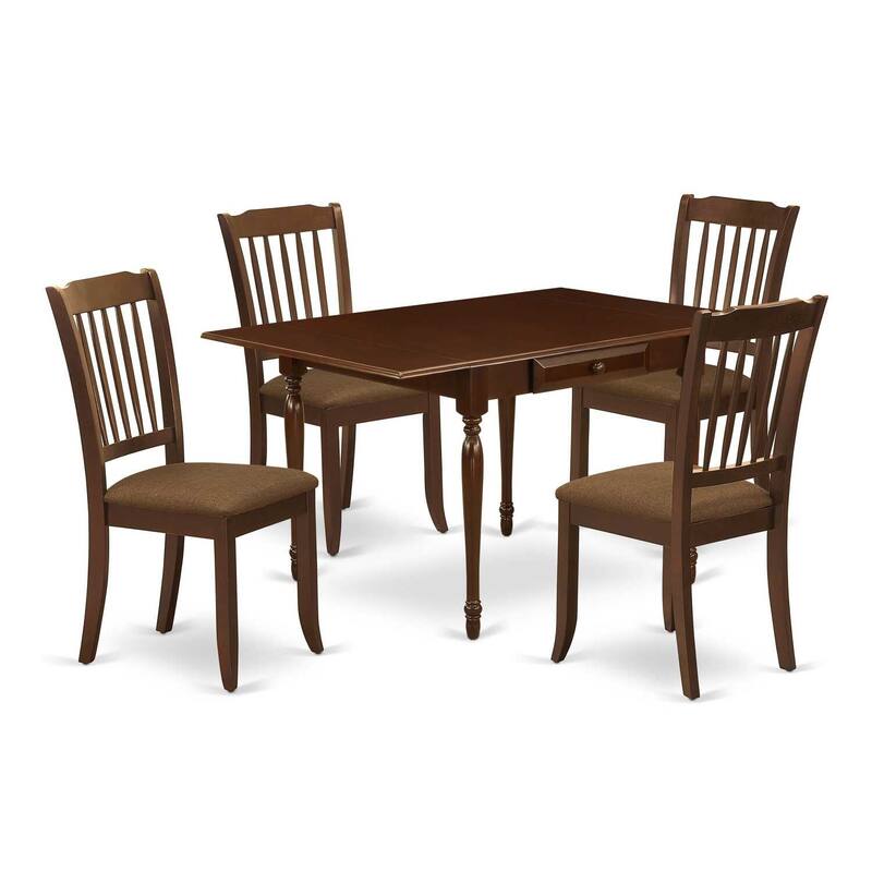 HomeStock 5-Pc Mahogany Finish Solid Wood Top - Dining Room Set with Dropleaf - Seats 4