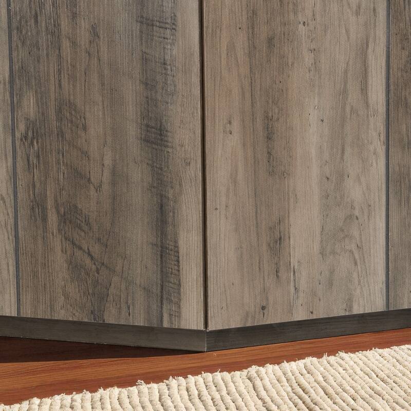 Hexagonal Rustic Coffee Table with Textured Marble Top, 2 Hidden Drawers, Light Brown Oak Finish, MDF