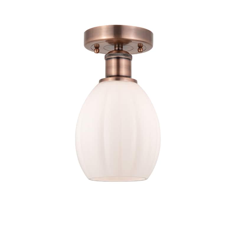 Innovations Lighting Eaton - 1 Light 6" Semi-Flush Mount - Antique Copper/Matte White