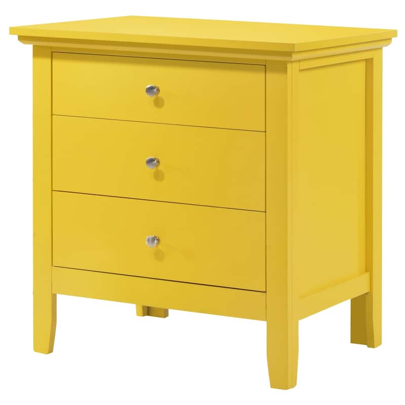 3-Drawer Wood Nightstand - 26" - Yellow