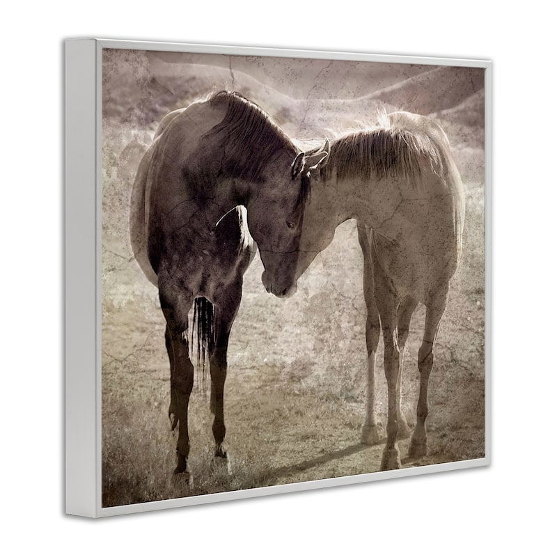 Stupell Muted Horse Pair Hugging Framed Giclee Art Design By Steve Toole