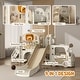 preview thumbnail 3 of 7, Qaba 9 in 1 Toddler Slide, Indoor Slide for Kids Ages 1-6, Car Themed Baby Slide with Basketball Hoop, Climber, Storage Space