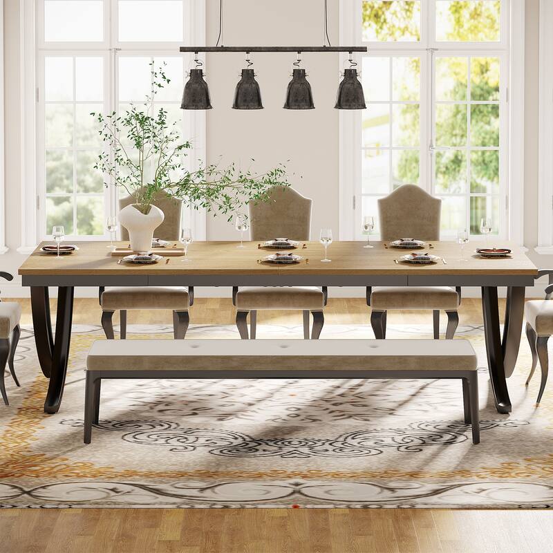 Rectangular Dining Table for 6-8 People, 78 inch Large Wood Kitchen Tables Farmhouse