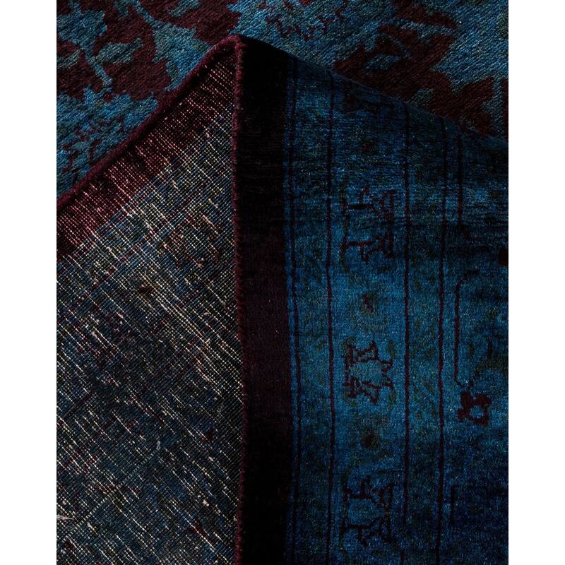 Overton Hand Knotted Wool Vintage Inspired Modern Contemporary Overdyed Blue Area Rug - 8' 2" x 10' 4"