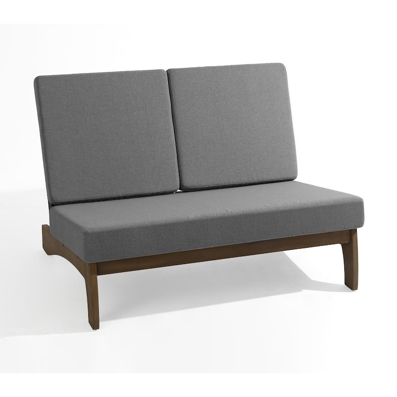 Outdoor Teak Wood Patio Loveseat with Cushions