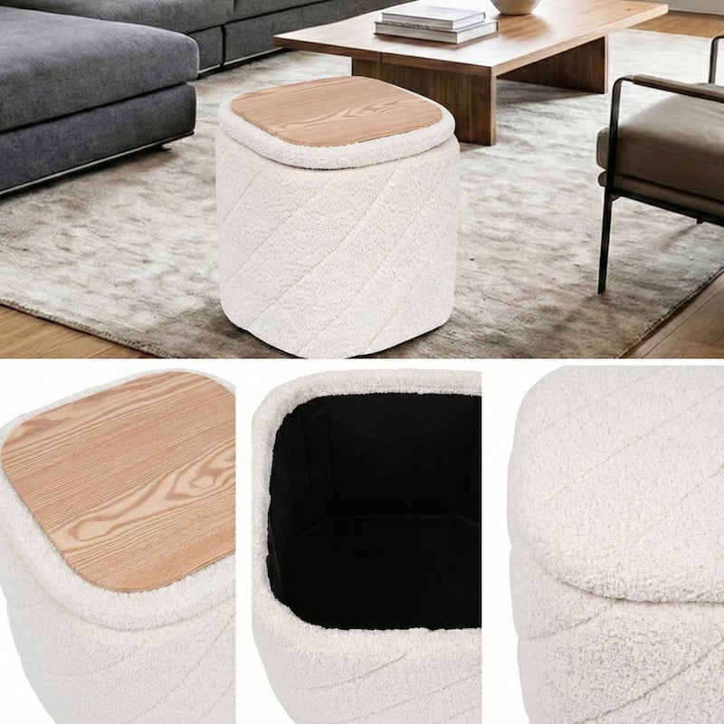 Square Diagonal Tufted Folding Storage Ottoman with Reversible Lid