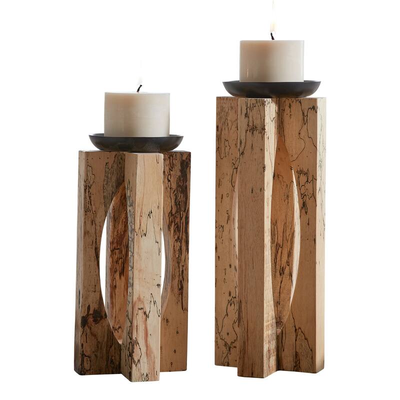 Uttermost Ilva Wood Candleholders Set/2 - 6x15x6