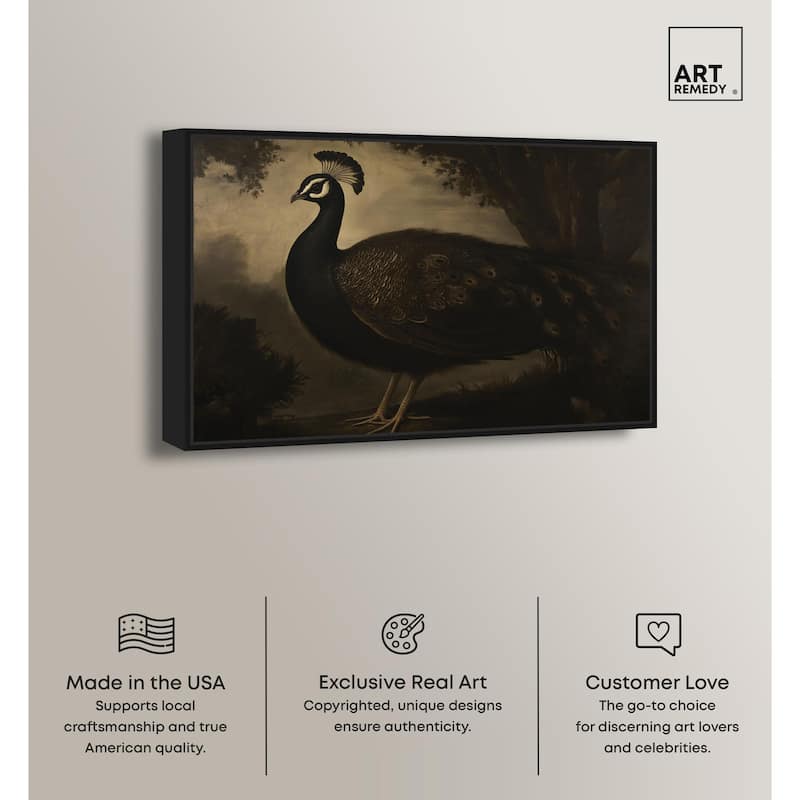 Peacock in Monotone Canvas by Art Remedy
