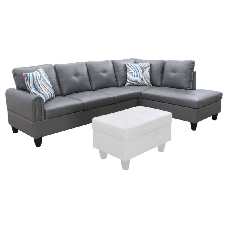 KISRAIS 97" Wide 2-Piece Vegan Leather Sectional Sofa Set without Ottoman for Small Space