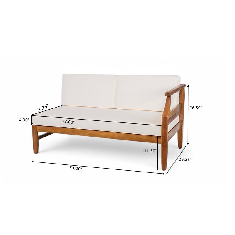 Aston Outdoor Acacia Wood Chat Set with Cushions by Christopher Knight Home