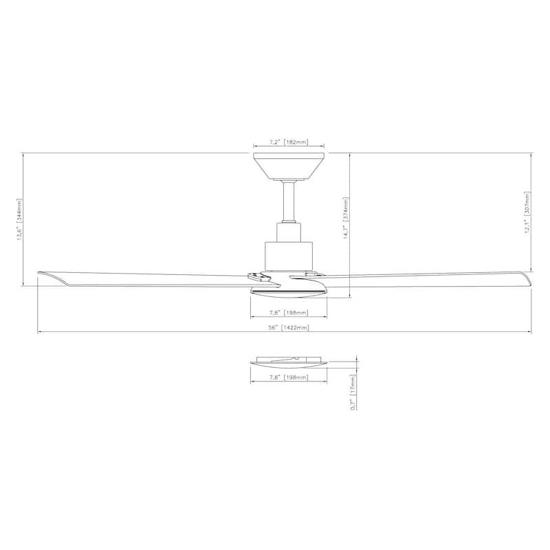 Bolo Indoor or Outdoor 3-Blade 56in Smart Ceiling Fan
