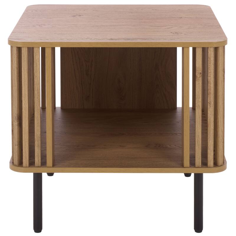SAFAVIEH Home Kiyoshi Accent Table - 24"W x 24"D x 22"H - Oak/Black