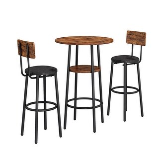 New Style Bar Table Set with Bar Stools PU Soft Seat with Backrest and Footrest ,1 Wooden Table(Set of 3 or Set of 5)